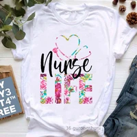 colorful flowers nurse life graphic print t shirt women clothes 2022 leopard mom t shirt female white short sleeve tshirt tops