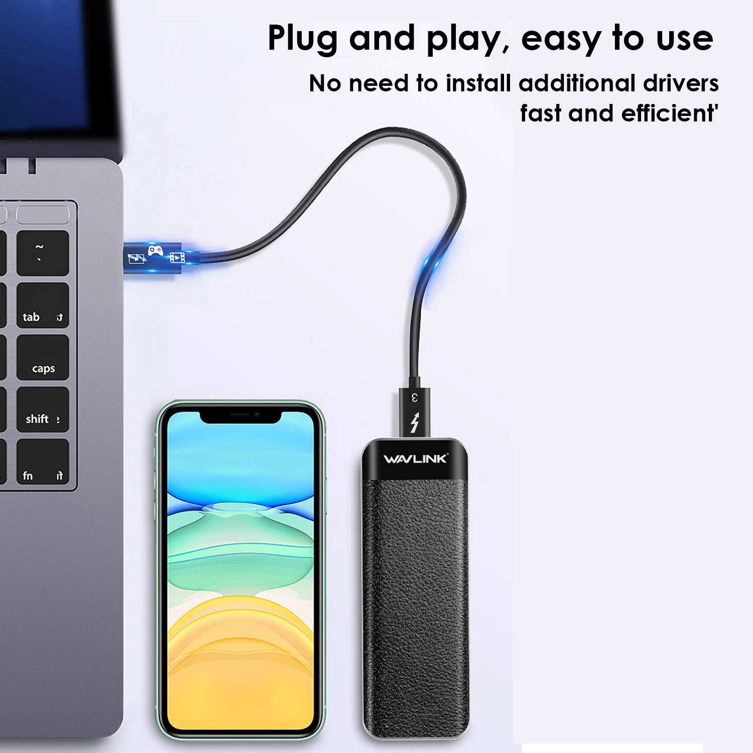 Wavlink USB C NVME SSD чехол Type M.2 корпус Thunderbolt 3 Чехол M Key NVMe разъем отличное рассеивание