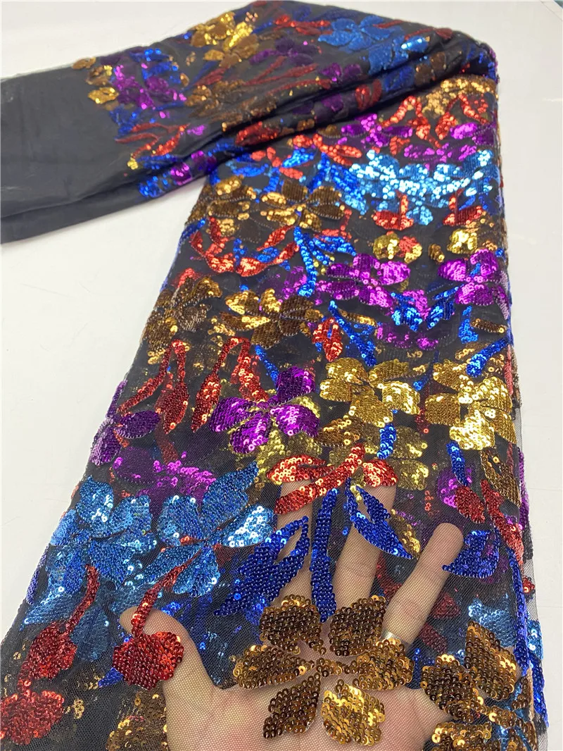 

African Lace Fabric 2020 High Quality Lace Embroidery Nigerian French Lace Fabric With Sequins For Wedding Dress Sewing NI4311-3