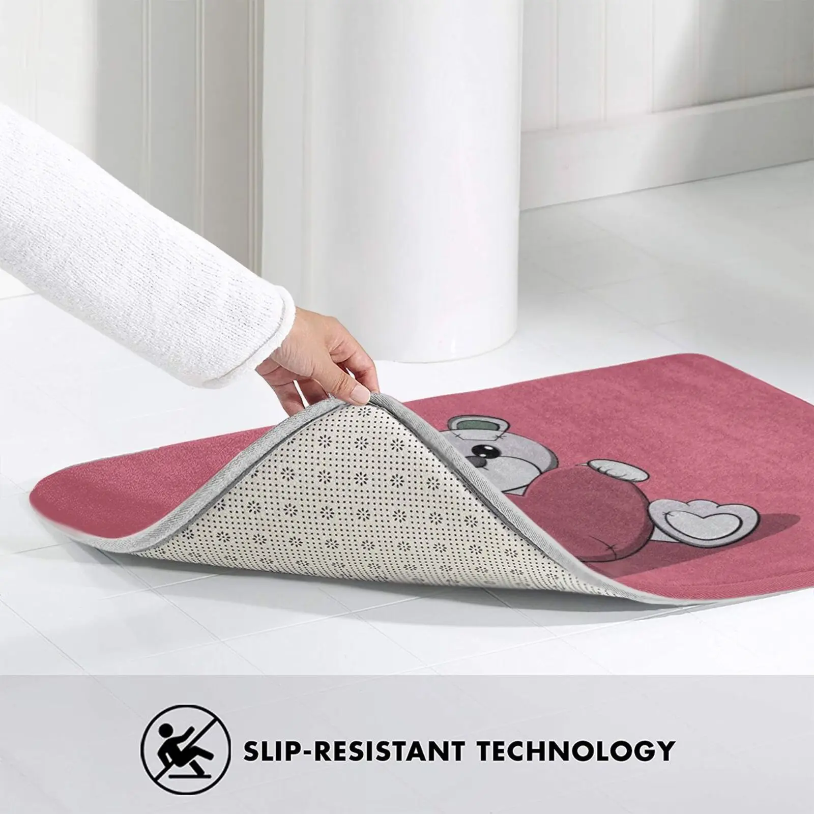 

Teddy Bear And Hurt Carpet Mat Rug Cushion Teddy Bear Teddy Bear Cute Animal Funny Kids Cartoon Love Red Hurt Toy Grey Bear