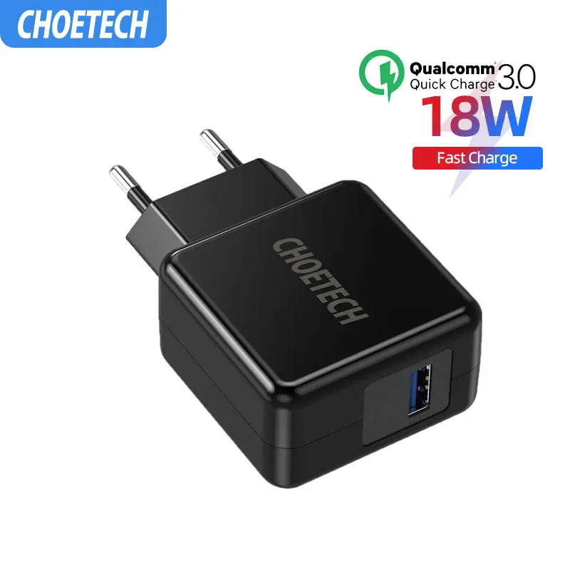 CHOETECH Quick Charge 3 0 18 Вт USB настенное зарядное устройство для samsung Galaxy S9 Plus Note8 iPhone XR XS X 8