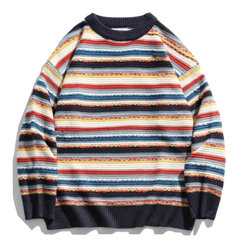 

ICPANS, вязаные свитера в радужную полоску, мужская повседневная Уличная одежда в стиле хип-хоп, Harajuku, мужские и женские модные пуловеры, трикот...
