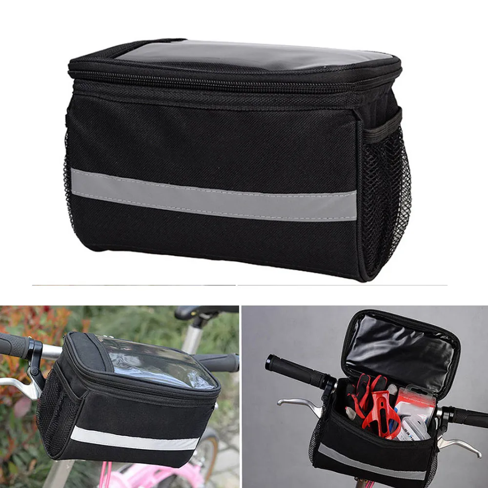 

Cycling Bicycle Insulated Front Bag MTB Bike Phone Holder Handlebar Bag Basket Pannier Cooler Bag With Strip Bike Accessories