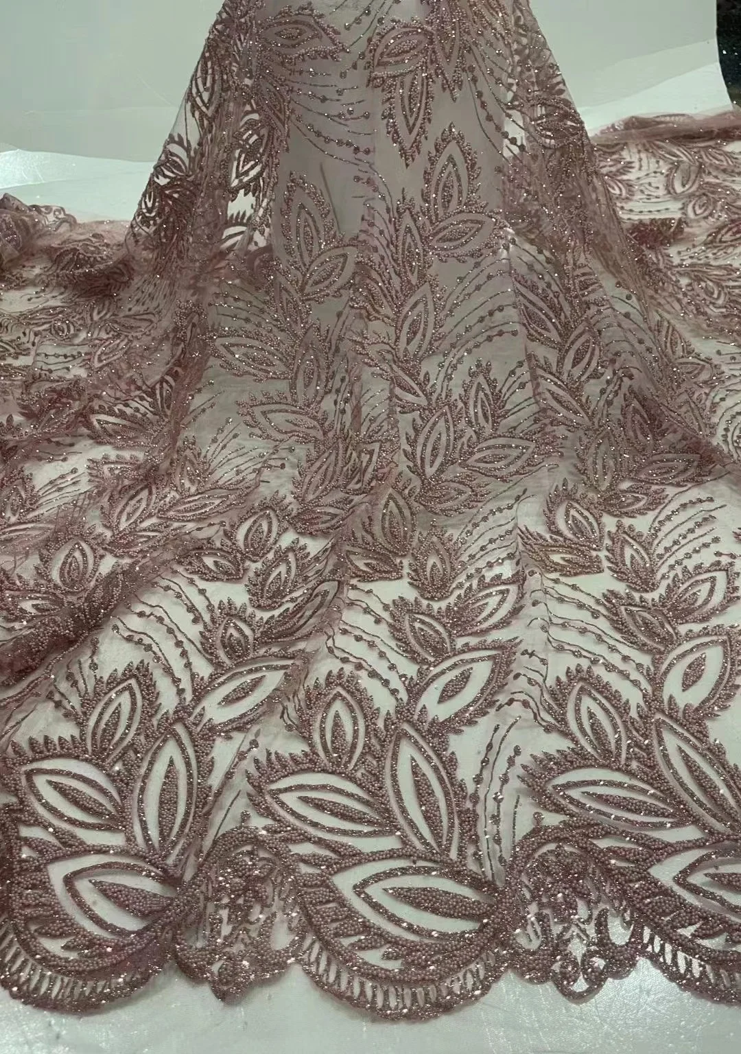 

Wholesale Bicolor African Lace Fabric 2021 Newly Designed Nigerian Party Sequins Embroidery French Tulle Lace Fabric 5 Yards