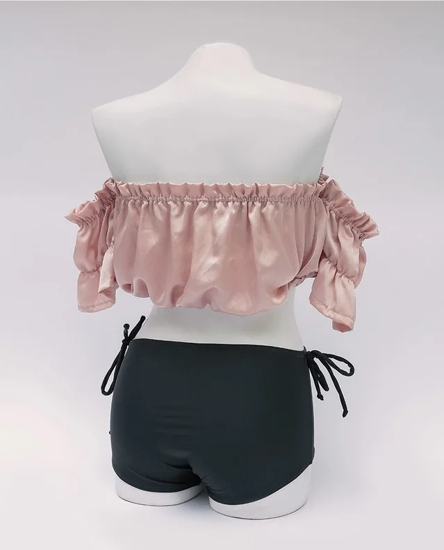 Женский купальник с открытыми плечами розовый купальный костюм пуш-ап пляжный