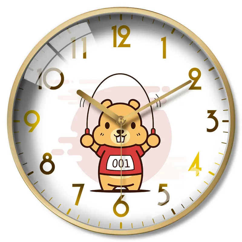 Мультяшные бесшумные настенные часы Роскошные Металлические креативные для