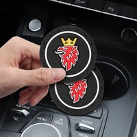 12pcs car coaster water cup holder silicone anti slip mat for saab 9 3 9 5 93 9000 900 9 7 600 99 9 x scania accessories