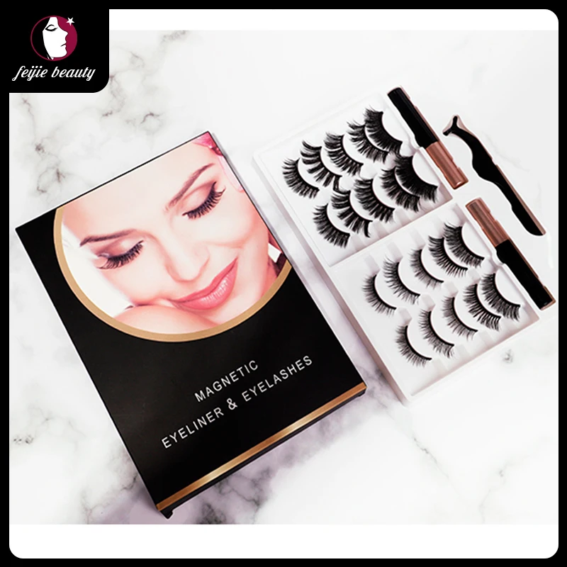

10 Pairs Magnetic Eyelashs Set Magnet Liquid Eyeliner Magnetic Lashes Tweezer Waterproof Long Lasting Eyelash