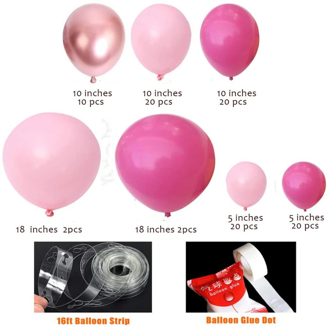 

Pink Purple Series Balloon Chain Garland Package Combination Happy Birthday Party Banquet Event Irregular Scene Decoration Globo