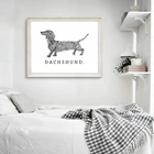 Настенная Картина на холсте в простом стиле, плакат с HD-печатью, Такса, собака букв, современные животные, настенные картины, декор для комнаты и дома