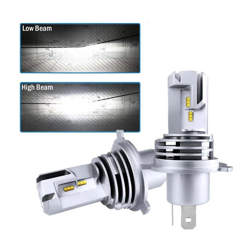 

H4 H7 led H11 Car Motorcycle LED Headlight Bulbs M3 Mini High Low Hi Lo Beam ZES Chips 60W 12000LM 6000K Wireless Direct Plug-in
