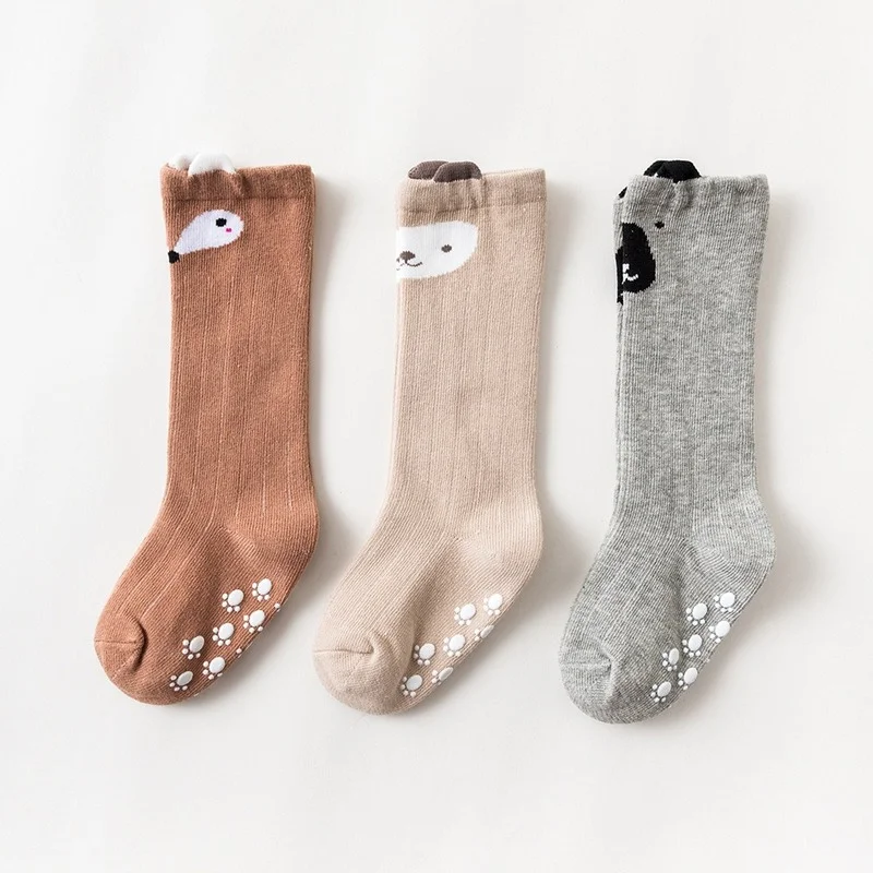 Nuevo Beb&eacute; de dibujos animados de calcet&iacute;n no Slip de algod&oacute;n de primavera y oto&ntilde;o lindo Animal hasta la rodilla calcetines para reci&eacute;n nacidos ni&ntilde;os beb&eacute;s ni&ntilde;as Calcetines-1