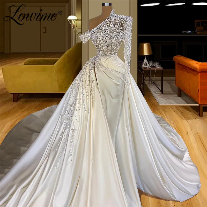 Robe De Mariee Wedding Dress 2021 New Custom Beading Long Sleeves Dubai Arabic Bride Dresses Vestido De Noiva Bridal Gowns