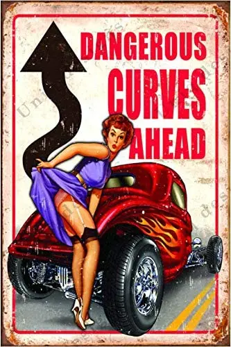 

Dangerous curve ahead garage decoration tin sign perfect retro planner vintage airplane decoration metal sign