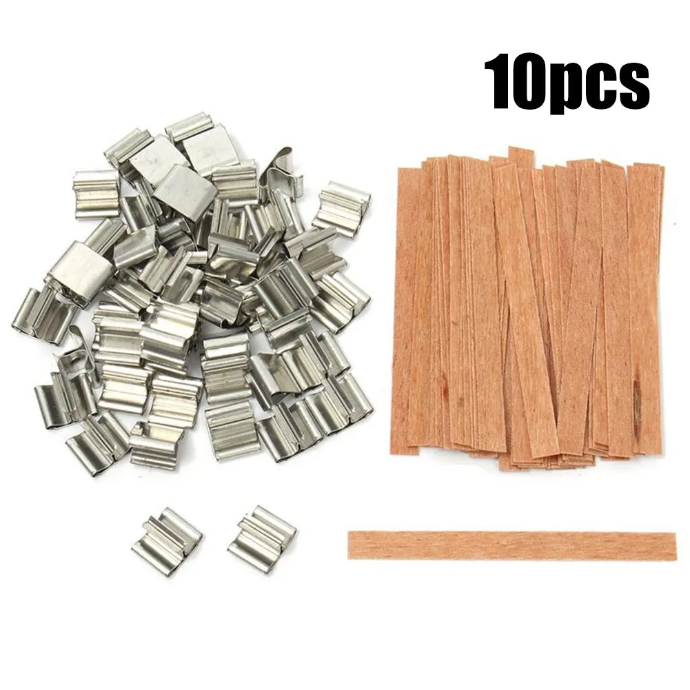 

20pc Wooden Candle Core Cotton Thread Metal Sustainer 75mm Wood Craft Making DIY Home Decor
