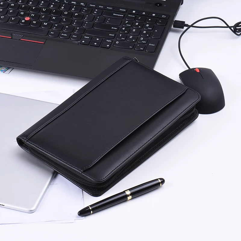 

Business Portfolio Padfolio Multitool Folder Document Case Organizer A5 PU Leather with Business Card Holder Memo NotePad