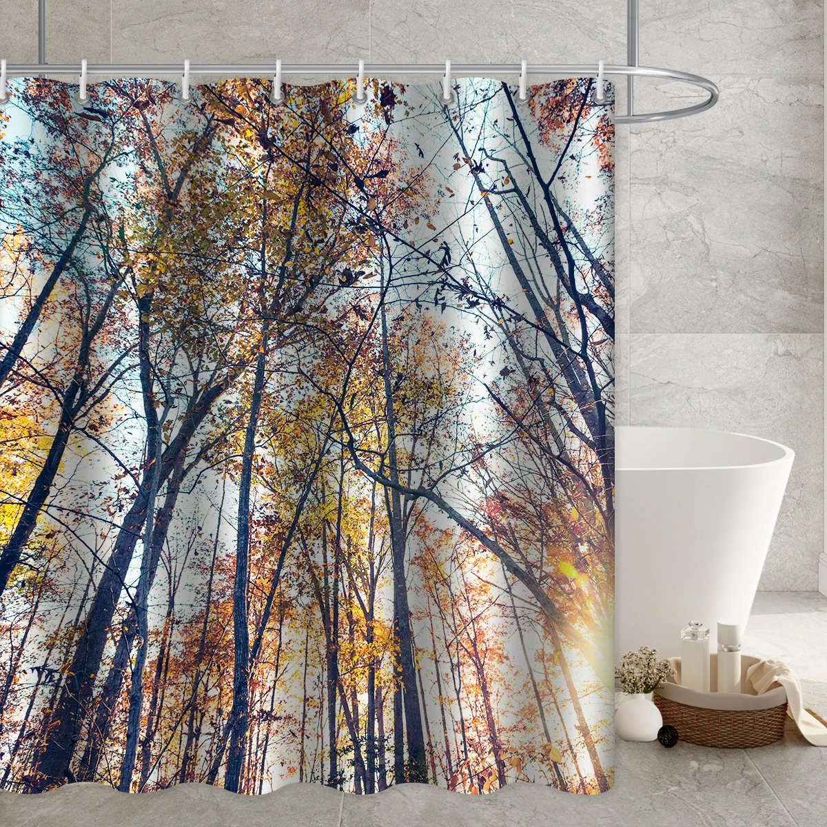 Bushes Printed Shower Curtain Fantasy Woodland Under Heavy Fog Duschvorhang Bath Decor Curtain with Hooks Bathroom Accessories