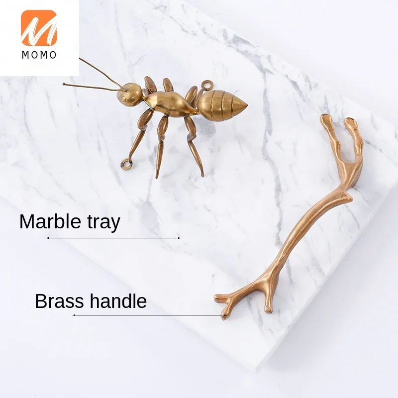

Rectangular Copper Handle Tray Modern Minimalist Sample Room Decorations Ornaments
