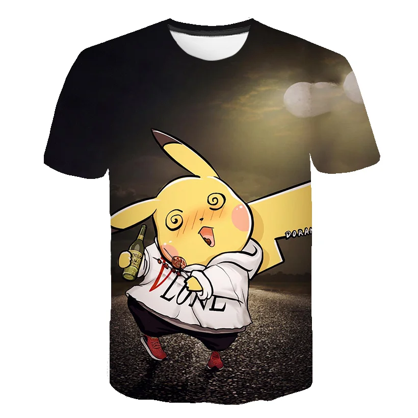 

2021 New Summer 3D T-Shirt Short Sleeve Breathable Popular Fox O Neck Anime Pokemon Custom 110-6 XL Plus Size