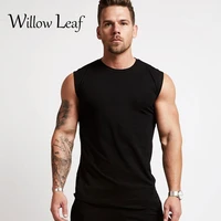 willow leaf summer new mens fitness cotton leisure sleeveless vest shirt fashion vest gyms sports bodybuilding