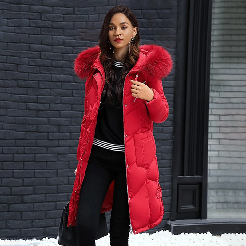 Sisjuly женщины зимнее пальто длинные с капюшоном прямые толстые ватники теплые