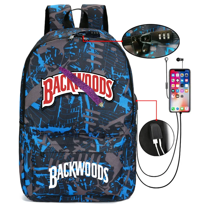 

Women Men Backwoods Printed Backpack Schoolbag Student Outdoor Travel Casual Bag Backpacks