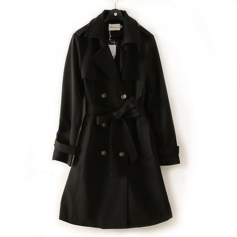 

2020 Autumn Plus size Women's Double breasted Trench coat Loose Casual Windbreaker Spring New Khaki With belt Female Outerwear