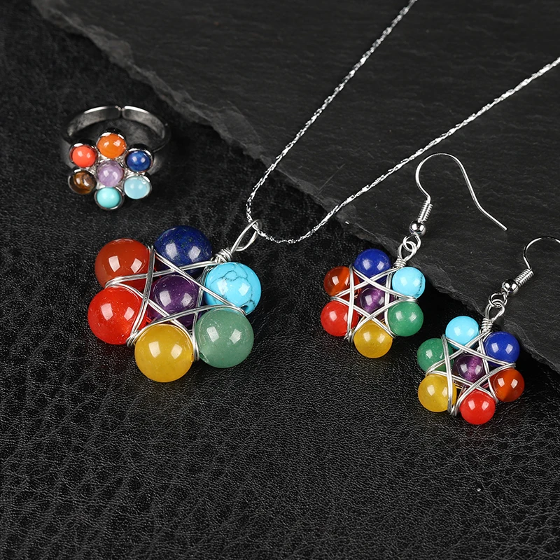 Натуральный камень 7 чакр подвеска кристалл здоровье рейки амулет ожерелье