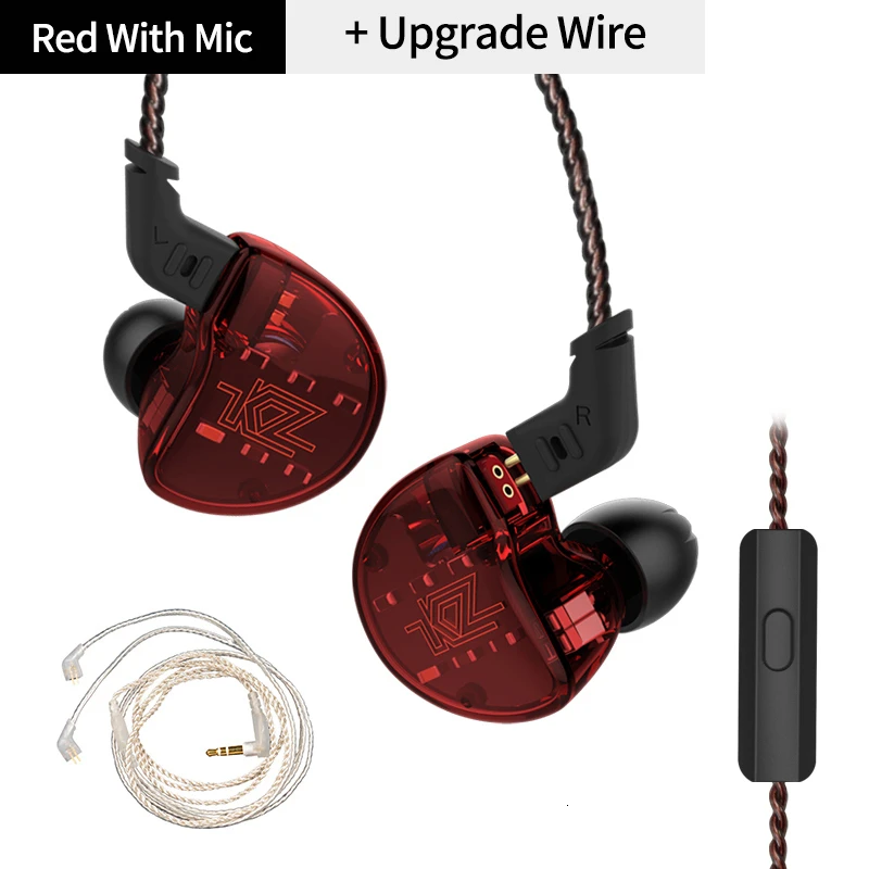 Redmicwith cable KZ ZS10 наушники 4BA+ 1DD динамические арматурные наушники HiFi бас гарнитура шумоподавление в ухо Мониторы гибридные наушники - Цвет: Redmicwith cable