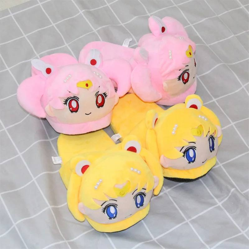 Милые плюшевые тапочки с Сейлор Мун 28 см мягкая набивная обувь аниме теплые