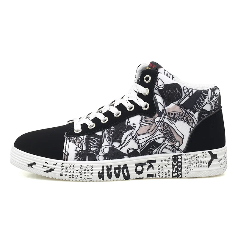 

Men's Shoes New Fashion High Top Sneakers Men Casual Canvas Shoes Boys Zapatos De Hombre Tenis Masculino Lace Up jm98