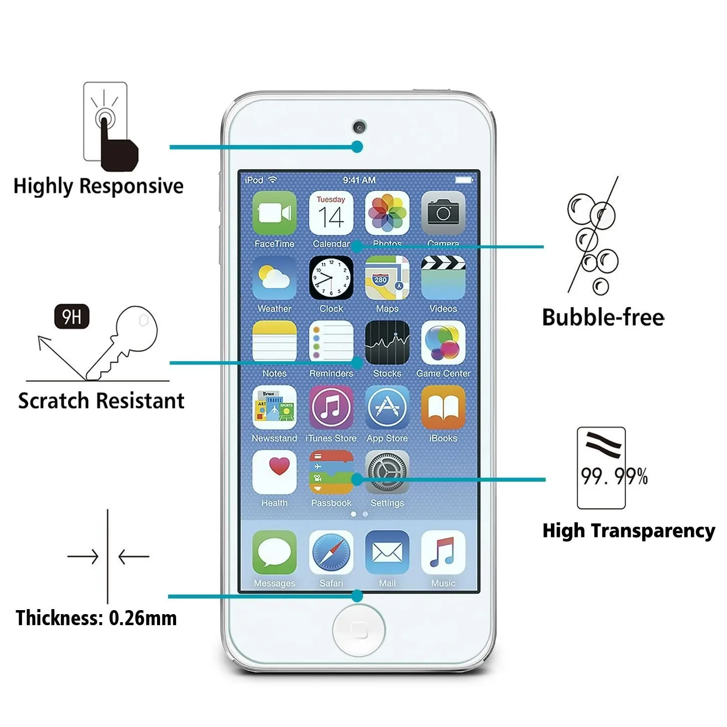 2pcs For Apple iPod Touch 5 / 6 Tempered Glass 9H 2.5D Premium Screen Protector Film 5th 6th Gen Generation | Мобильные телефоны и