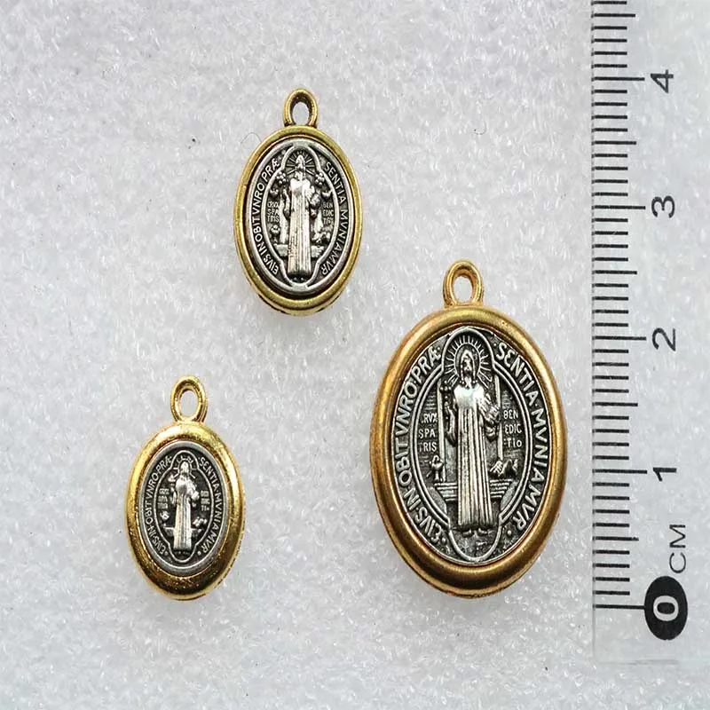 

30 штук/два цвета Бенедикт честь Амулет Крест Smqlivb религиозный брелок подвеска, амулет кулон сплав ручной работы DIY драгоценный камень