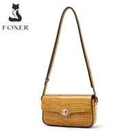 foxer brand vintage underarm bag buckle flap bag for lady cow leather shoulder handbag women crossbody bags fashion girls purse