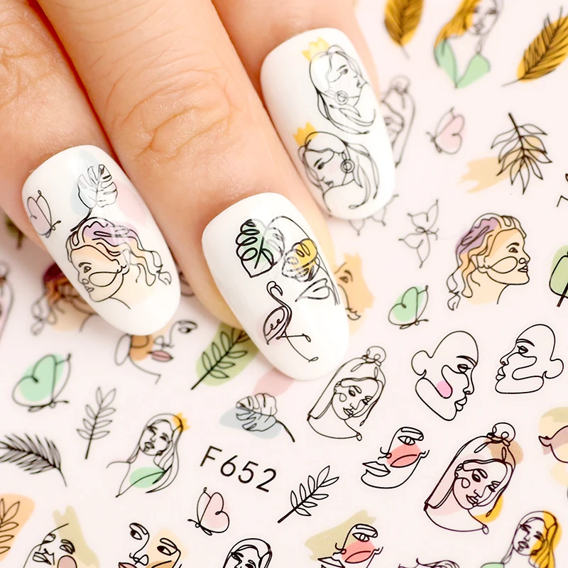 1 шт. женские самоклеящиеся наклейки для лица абстрактные изображения