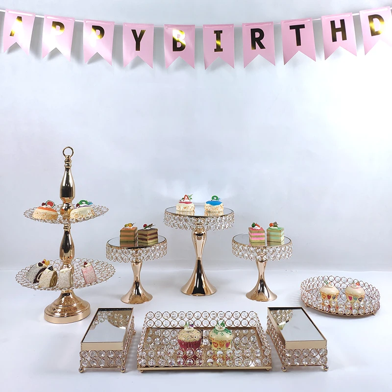 Кристаллы торта StandCake украшения поставки башня из кексов стенд Свадебные тарелки