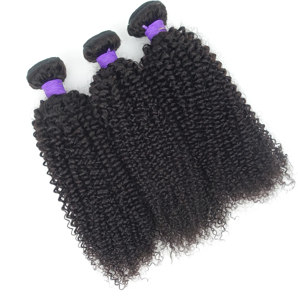 

Kinky Curly Malaysian Virgin Hair Human Hair wave 3 Bundles Hair Weaves Weft Natural Color Remy Extensions