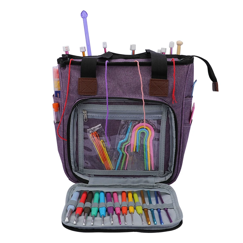 

Knitting Storage Bag Portable Yarn Tote Storage Bag For Wool Crochet Hooks Knitting Needles Sewing Supplies