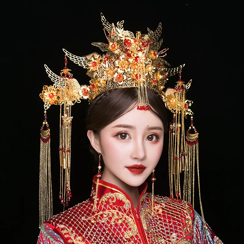 Новые роскошные китайские золотые серьги NiuShuya в виде короны старинная свадебная