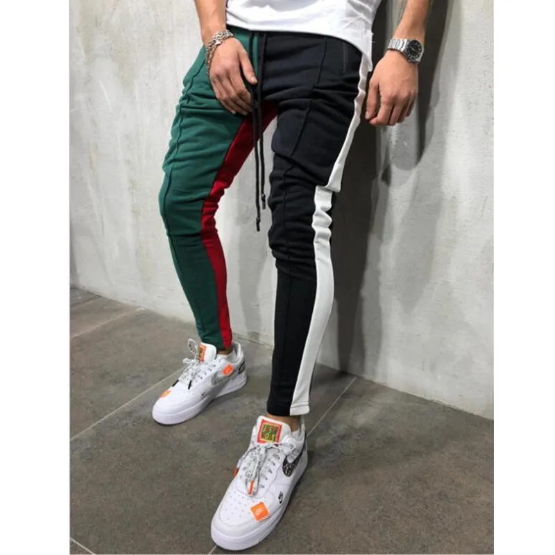 Мужские спортивные брюки прилегающего кроя с завязками полосатые штаны Цветные