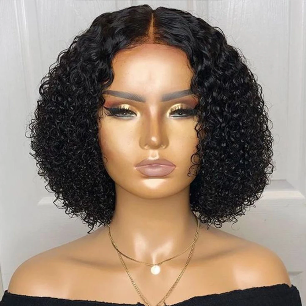 Curly Bob Lace Front Human Hair Wigs For Black Women Brazilian Remy Hair Wigs Pre Plucked and Baby Hairs