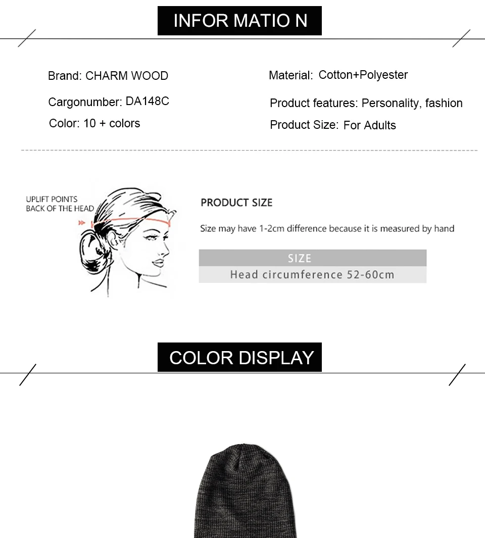 Women Ribbed Solid Autumn Winter Cotton Polyester Spring Beanie Warm High Quality Caps Knitted  Skullies Beanies Cap