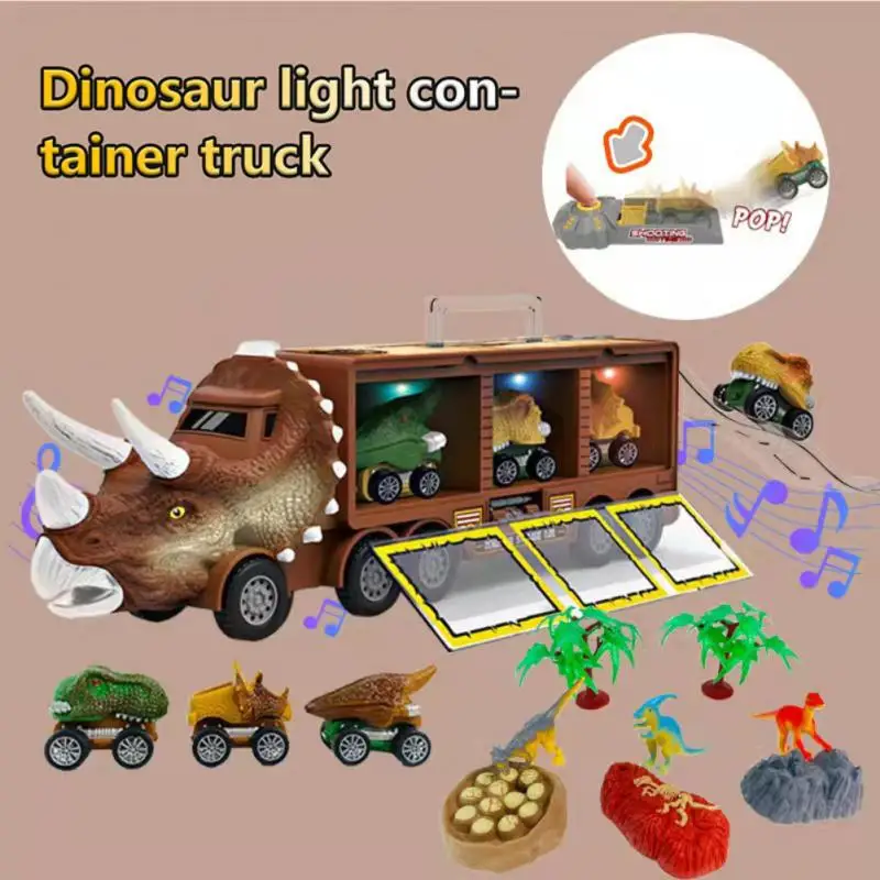 

Динозавр грузовик для транспортировки задний динозавр автомобиль модель для хранения освещение музыка детские игрушки для мальчиков пода...