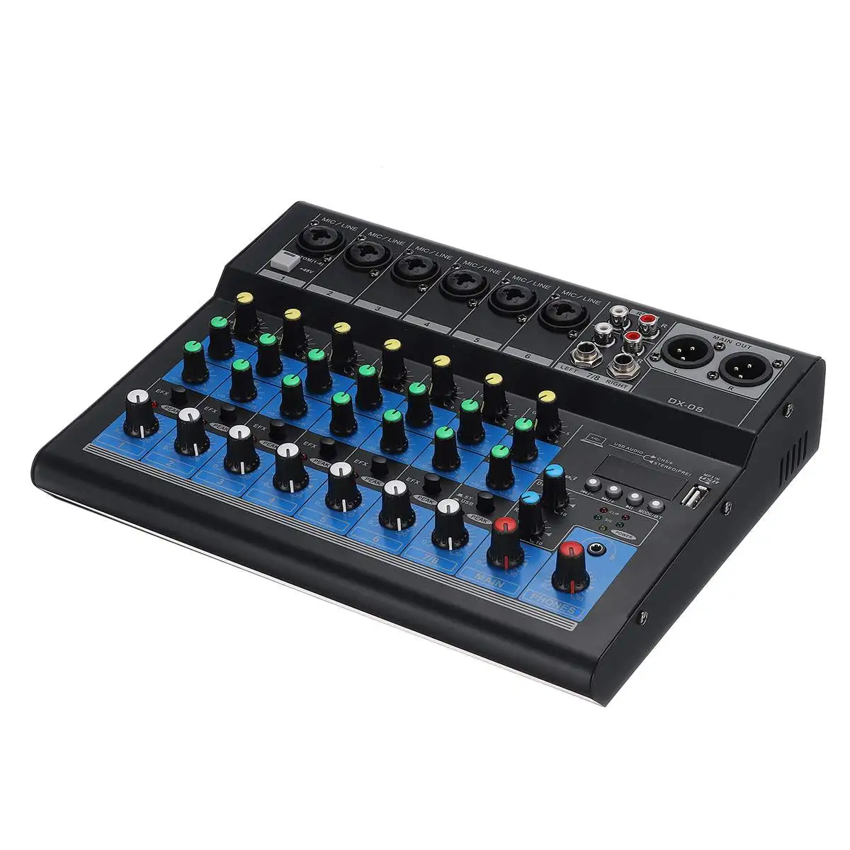 Портативный 8 канальный аудио микшерный пульт с Bluetooth USB DJ микшерная консоль MP3 Джек караоке 48V усилитель для караоке Вечерние