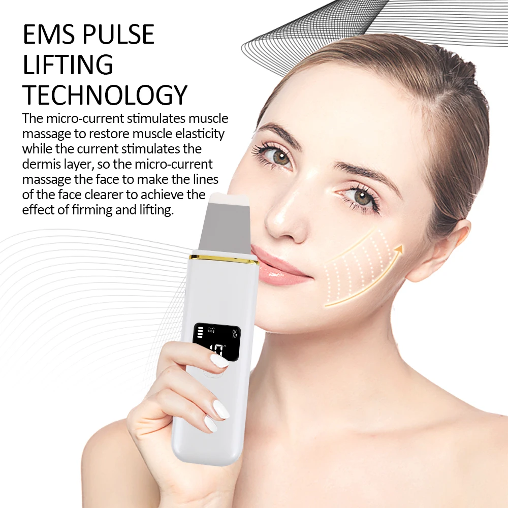 Ультразвуковой светодиодный скруббер для кожи Электрический пилинг Лопата