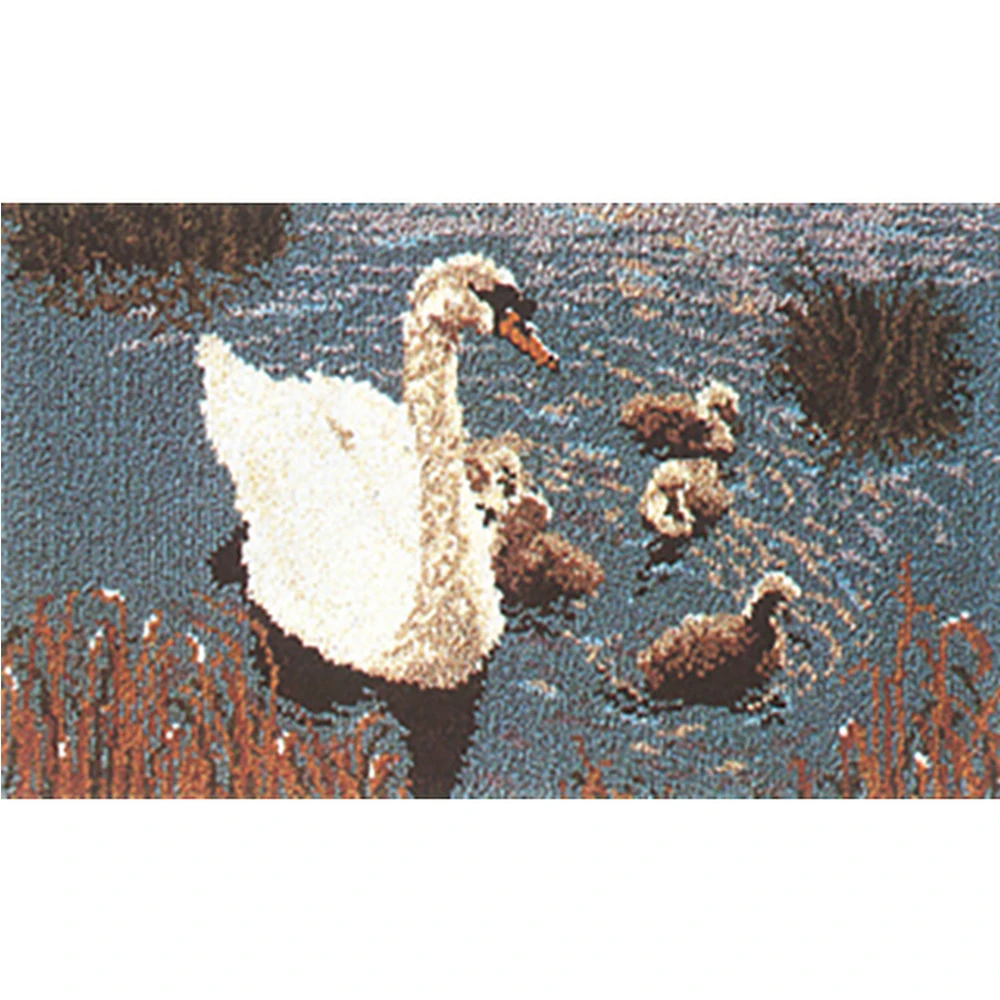 

Набор для вышивки ковров с предварительно напечатанным рисунком лебедя, комплект для вышивки с узлом, коврика, наборы для изготовления гобеленов, украшение для дома