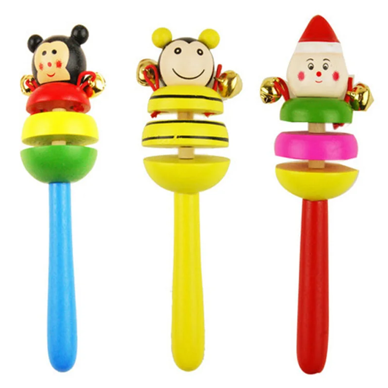 

Wooden Cartoon Rattles Children Toys Colorful Shaker Toy Children's Educational Toys Cartoon Baby Shaker Musical Party Toy
