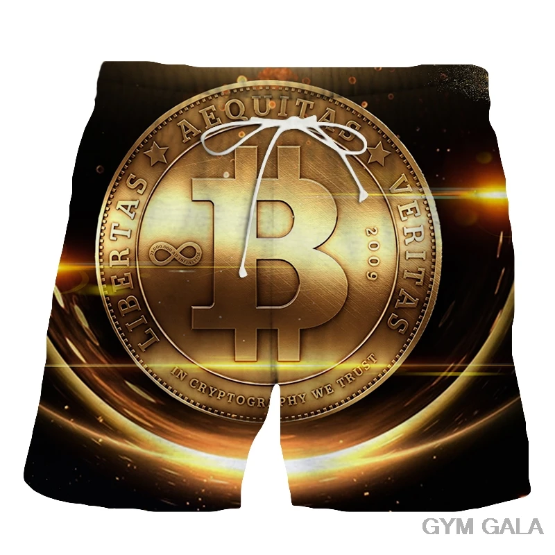 

2021 Brand Clothing Bodybuilding Shorts Men Fitness Casual Bitcoin Print Shorts Pure short pants Summer Women Beach Shorts