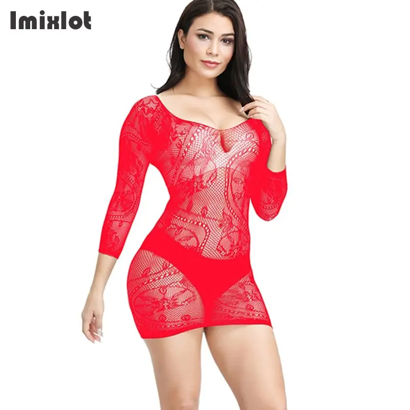 Сексуальное женское нижнее белье в сеточку соблазнительное мини-платье боди