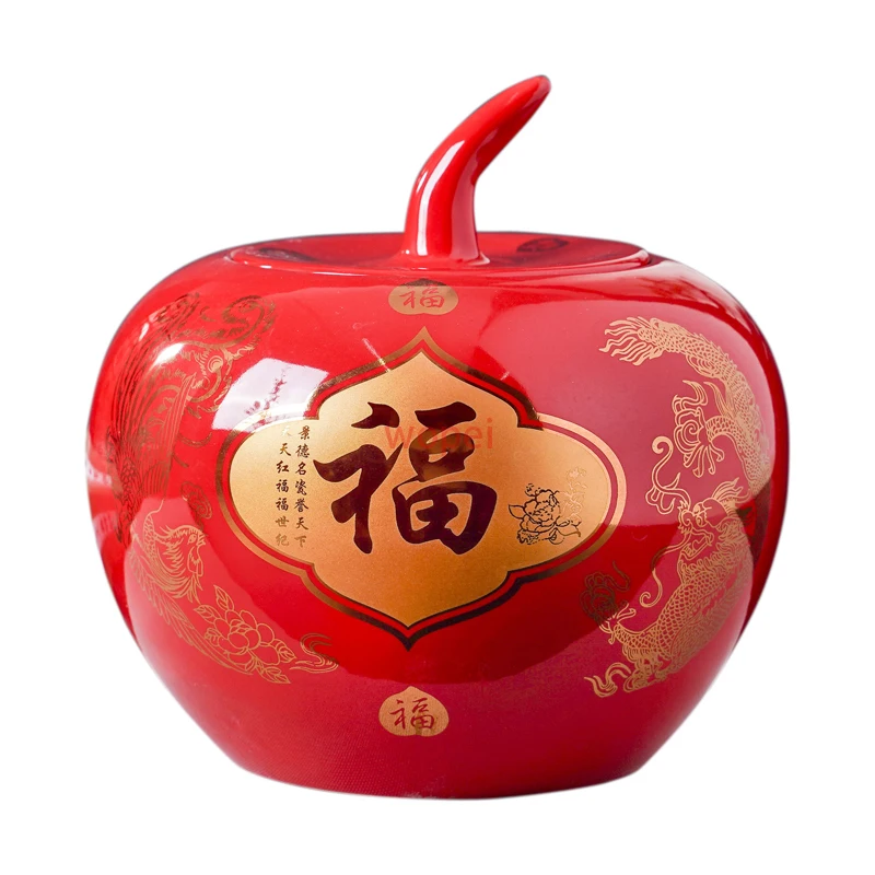 

Apple Shaped Ceramic Candy Pots Storage Jars with Cover Jewelry Box Modern Decor Porcelain Storage Jars Cosmetic Containers